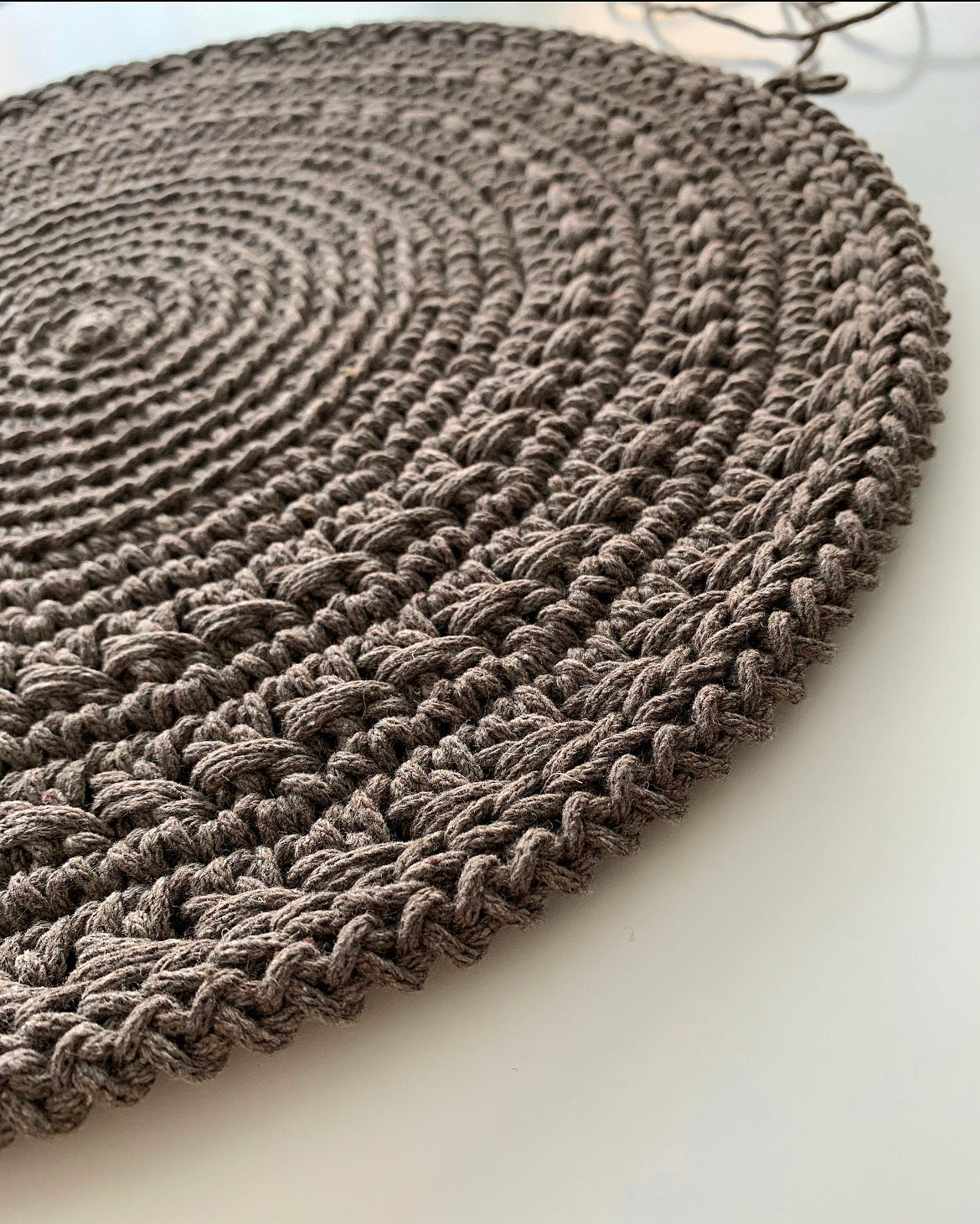 Brown round hand crocheted placemats - Set of 4