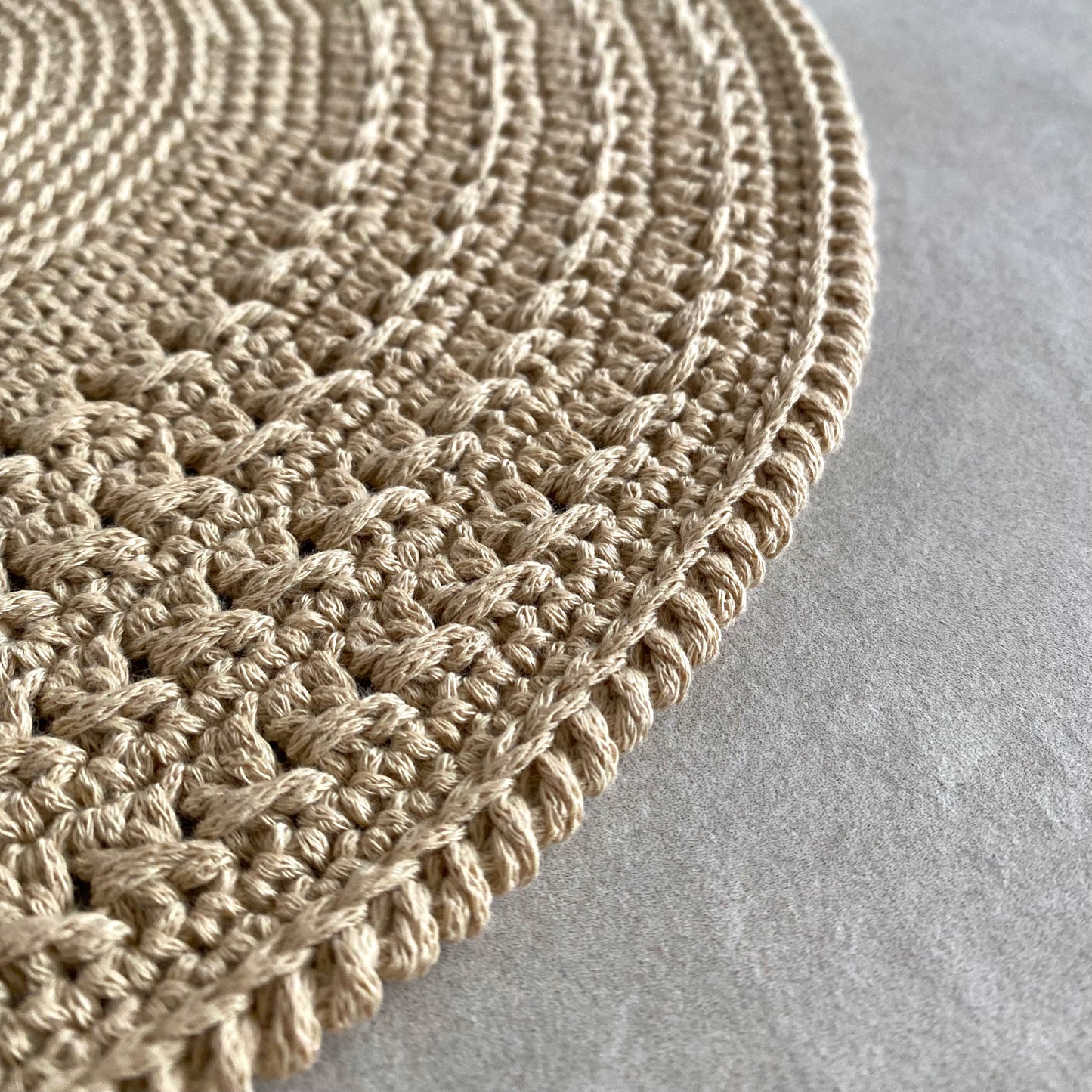 Beige round hand crocheted placemats - Set of 4